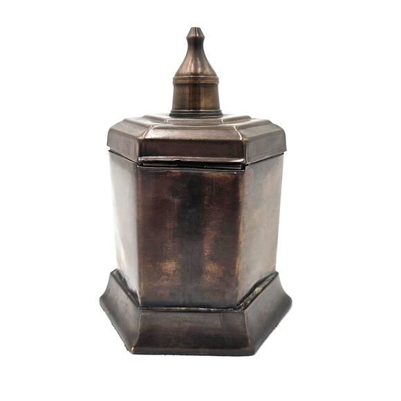 1980s Indian Brass Tea Caddy With Lid And Tinned Interior - Picture 3 of 7